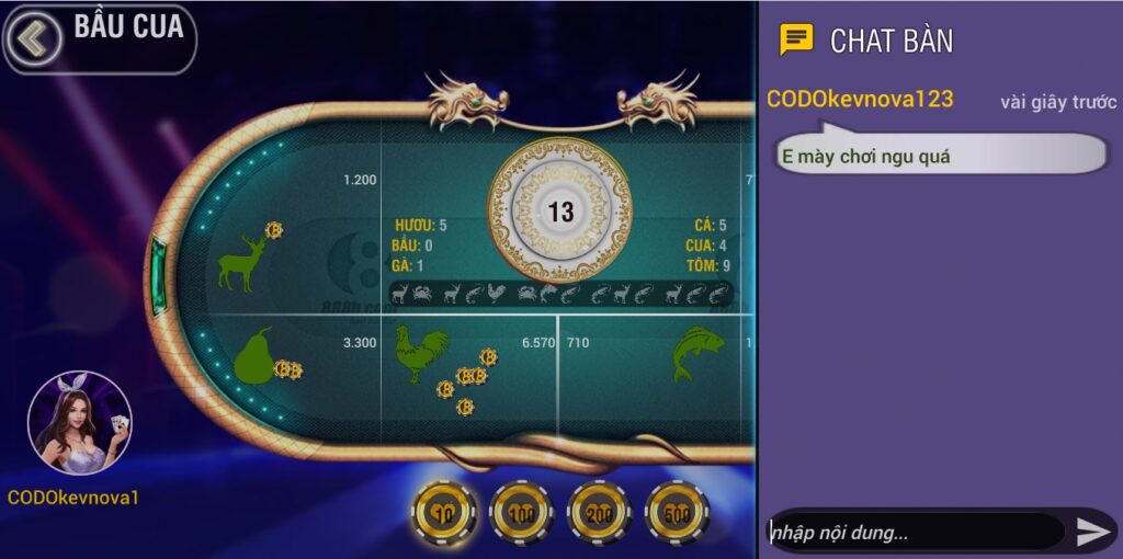 chức năng chat bàn trò chuyện trực tuyến khi chơi bầu cua tôm cá tại 888b