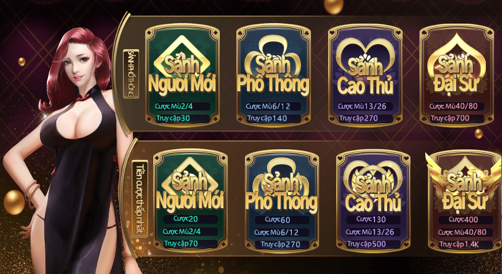 Các sảnh chơi Poker