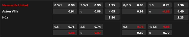 Newcastle vs Aston Villa
