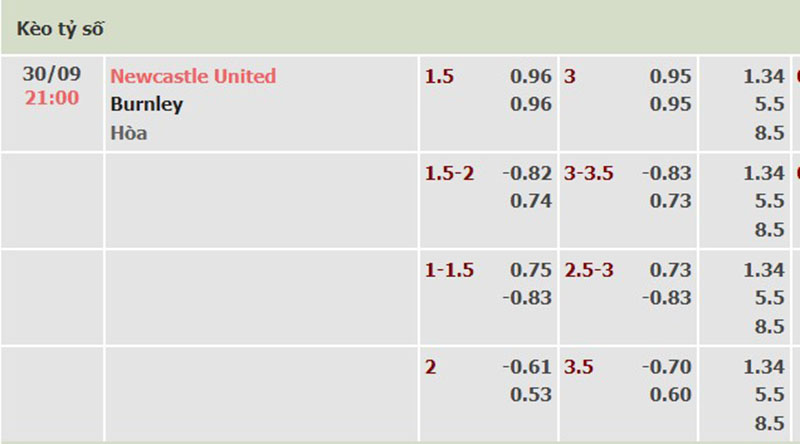 Newcastle vs Burnley