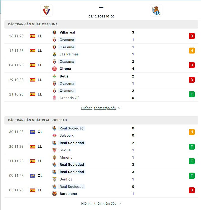 Osasuna vs Real Sociedad