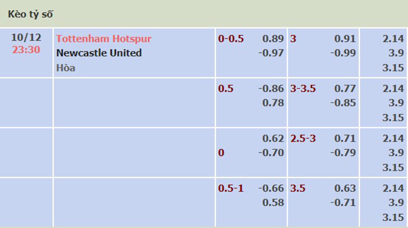 Tottenham vs Newcastle